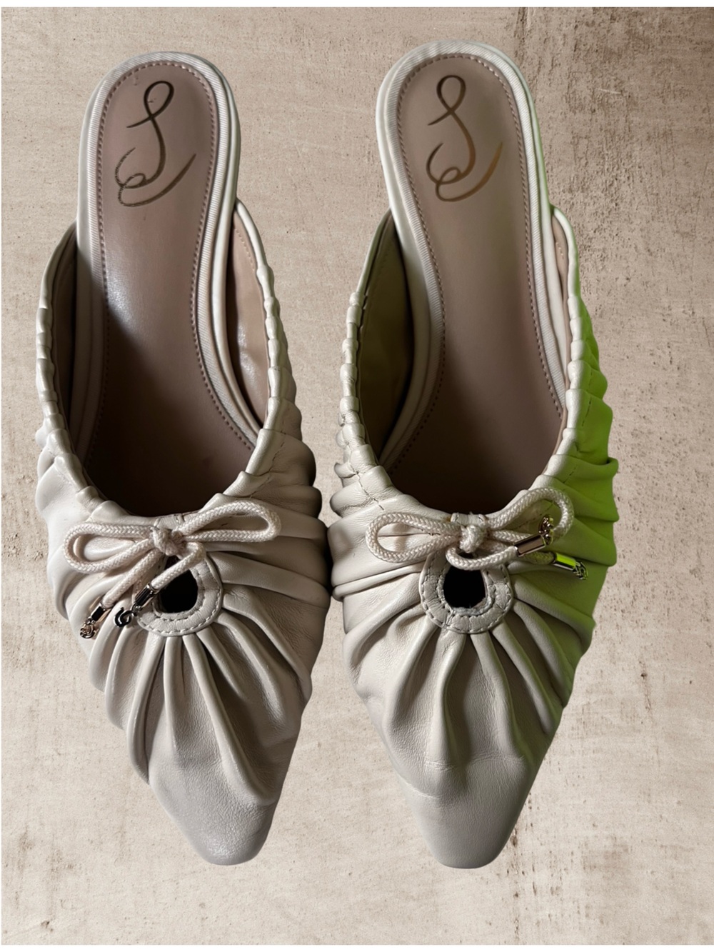 Sam Edelman Ruched Bow Ballet Flats - Cream